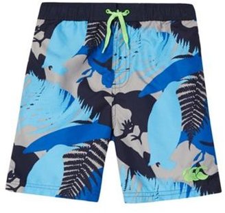 Canterbury of New Zealand Boys blue palm leaf swim shorts