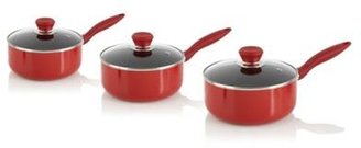 Debenhams Aluminium red 3 piece saucepan set with lids