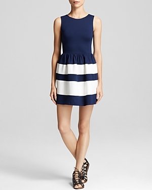 Aqua Dress - Ponte Stripe Skirt