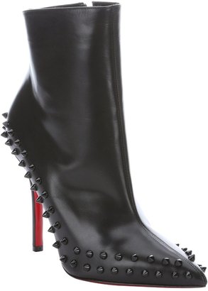 Christian Louboutin black leather 'Willetta 100' spiked trim ankle booties