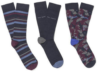 Ted Baker Men's Camo Plain Stripe Socks - Navy