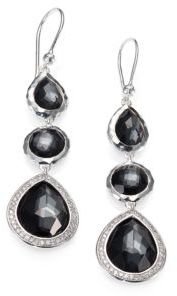 Ippolita Stella Hematite, Clear Quartz, Diamond & Sterling Silver Doublet Triple-Drop Earrings