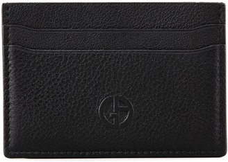 Giorgio Armani Logo Leather Card Case, Black