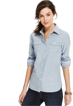 Tommy Hilfiger Button-Down Chambray Top