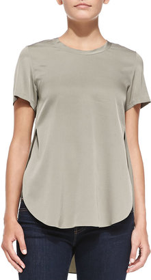 3.1 Phillip Lim Overlapping Side-Seam Blouse, Silver Sage
