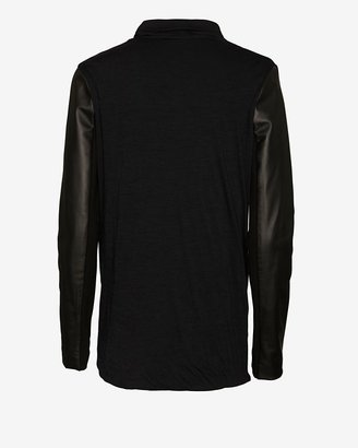 Yigal Azrouel Leather Sleeve Jersey Cardigan