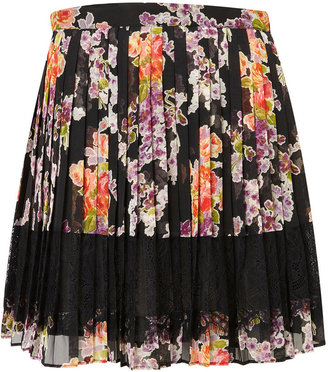 Topshop Floral Lace Pleat Skirt