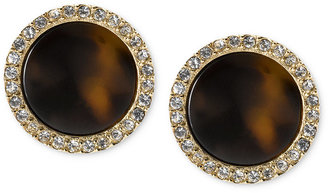 Michael Kors Gold-Tone Tortoise Slice Crystal Pave Stud Earrings