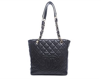 Chanel Pre-Owned Black Caviar PST Petite Shopping Tote Bag