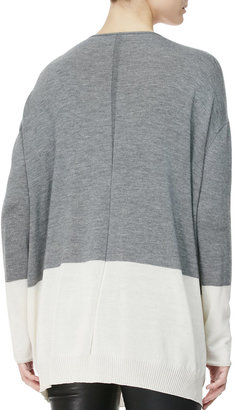 The Row V-Neck Oversized Sweater, Gray/Snow