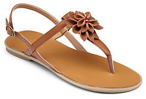 Cole Haan Girl's Flower-Detail Leather Thong Sandals