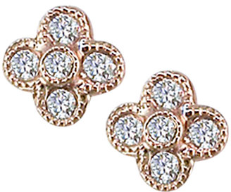 EWA 18ct Rose Gold Diamond Millgrain Earrings