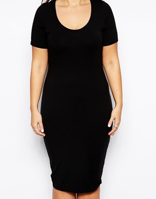 ASOS CURVE Exclusive Midi Bodycon Dress with Short Sleeves