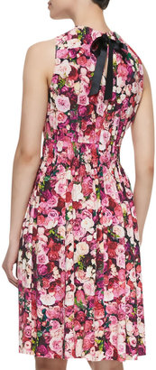 Kate Spade Sleeveless Rose-Print Back-Tie Dress