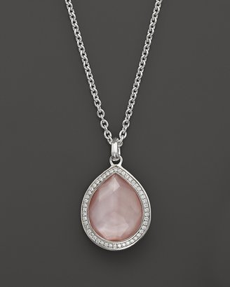 Ippolita Sterling Silver Stella Teardrop Pendant Necklace in Pink Mother-of-Pearl Doublet With Diamonds, 16"