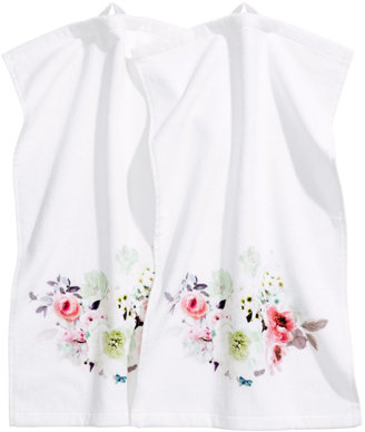 H&M 2-pack Guest Towels - White/Floral