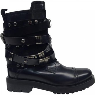 CNC Costume National Black Leather Ankle boots