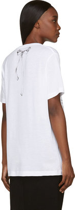 Alexander McQueen White Ribbons & Eyelets Skull Print T-Shirt