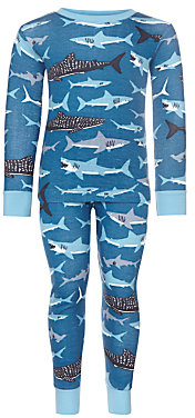 Hatley Boys' Shark Print Pyjamas, Blue