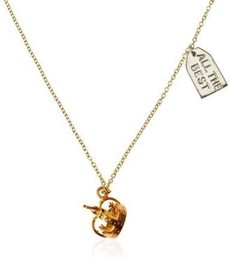 Alex Monroe All the Best Crown & Luggage Tag Necklace