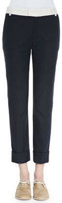 Band Of Outsiders Contrast-Waist Cuffed Ankle Pants