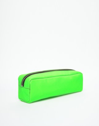 ASOS Pencil Case in Neon Green Leather