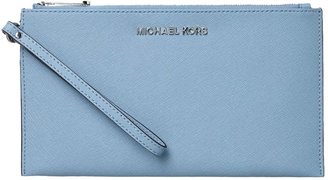 Michael Kors Saffiano blue zip top clutch bag