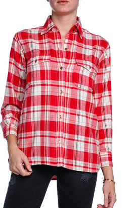 Current/Elliott Perfect Plaid Flannel Button Down Shirt
