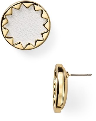 House Of Harlow Sunburst Leather Button Earrings