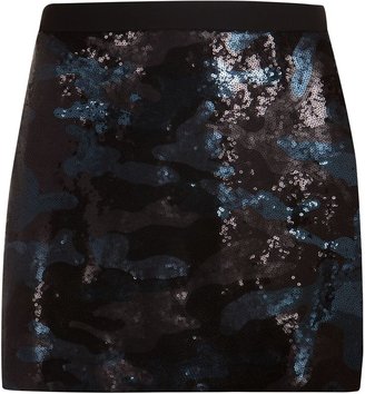 Ted Baker Mikania Camouflage sequin skirt