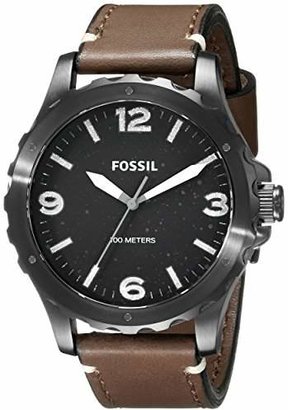Fossil Men's JR1450 Nate Stainless Steel Watch With Brown Leather Band