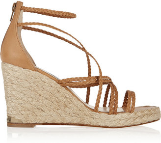 Paloma Barceló Braided leather wedge espadrilles