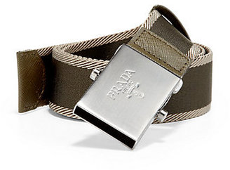 Prada Bicolor Webbed Logo Belt