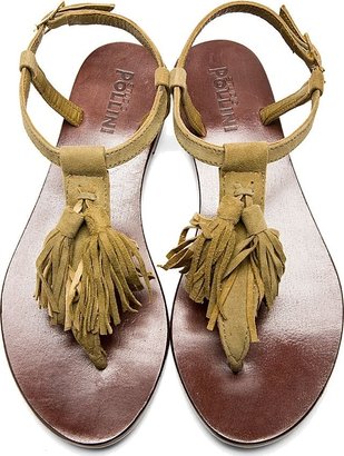 Studio Pollini Olive Suede Tassel Accent Sandals