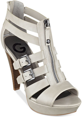 G by Guess Women's Huiza Zip Front Platform Dress Sandals