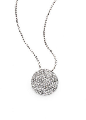 Pave Diamond & 14K White Gold Infinity Disc Pendant Necklace