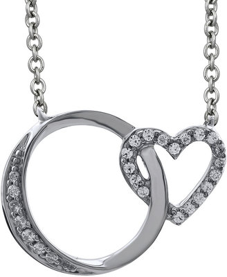 JCPenney FINE JEWELRY 1/10 CT. T.W. Diamond Sterling Silver Circle and Heart Necklace