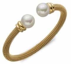 Majorica 12MM White Pearl Tipped Bracelet/Goldtone