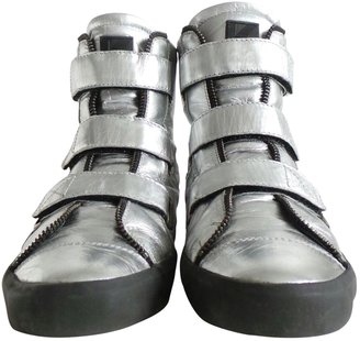 Karl Lagerfeld Paris Silver Leather Trainers