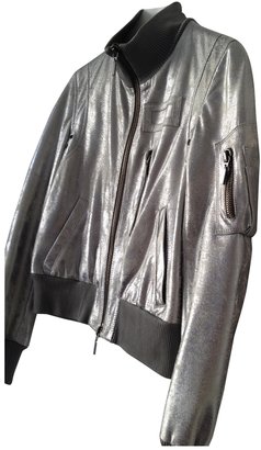 Alexander McQueen MCQ Silver Leather Biker jacket