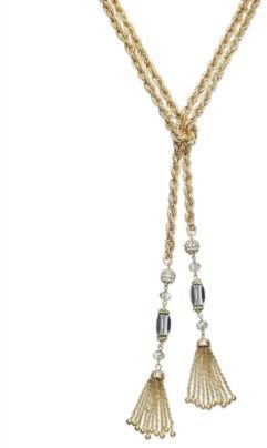 INC International Concepts Gold-Tone Beaded Y-Shaped Tassel Necklace