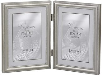 Lawrence Frames Hinged Double (Vertical) Metal Frame Pewter Finish w/ Delicate Beading, 5 x 7"