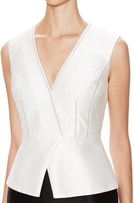 Carolina Herrera Cotton Silk Seamed V-Neck Dress