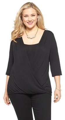 Paisley Sky Women's Plus Size Long Sleeve Crossover Top