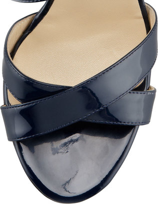 Jimmy Choo Louise Crisscross Patent Leather Sandal, Navy