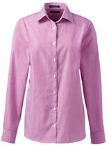 Lands' End Women's Plus Size Long Sleeve Pattern Broadcloth Shirt-True Blue Stripe