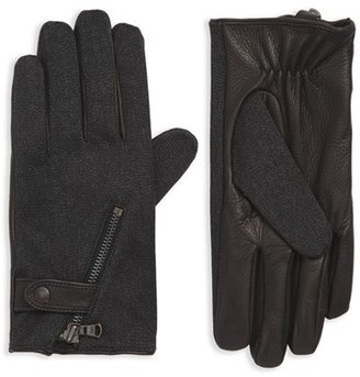 John Varvatos Wool Blend Zip Gloves