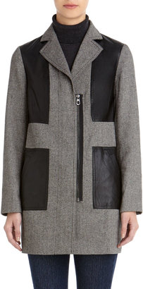 Jones New York Coat with Faux Leather Accents