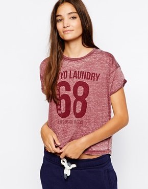 Josie Tokyo Laundry 68 Logo T-Shirt - Bordeaux