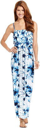 Style&Co. Petite Floral-Print Tiered-Bodice Maxi Dress